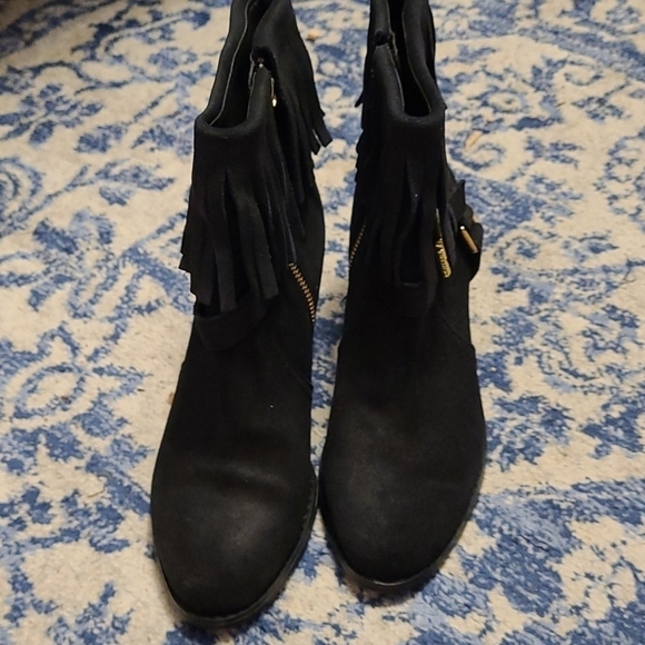 Ralph Lauren sz 7 black fringe boots with gold - Picture 3 of 4